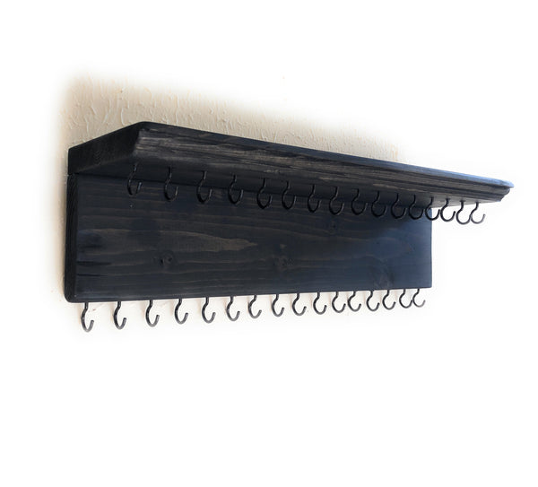 Jewelry Organizer Wall Hanging 32 Hook, Necklace Earring Organizer, Necklace Hanger, Jewelry Storage, Bracelet Holder-Ebony