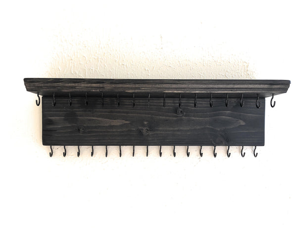 Jewelry Organizer Wall Hanging 32 Hook, Necklace Earring Organizer, Necklace Hanger, Jewelry Storage, Bracelet Holder-Ebony