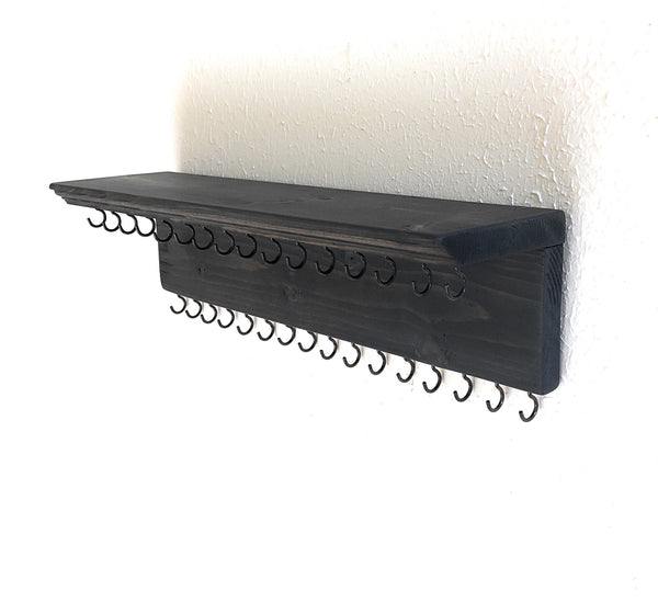 Jewelry Organizer Wall Hanging 32 Hook, Necklace Earring Organizer, Necklace Hanger, Jewelry Storage, Bracelet Holder-Ebony
