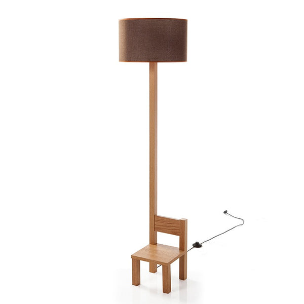 Woodymood Chair Floor Lamp-Brown