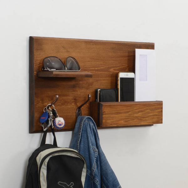 Woodymood Country Style Wall Organizer Shelf-Dark Hazelnut