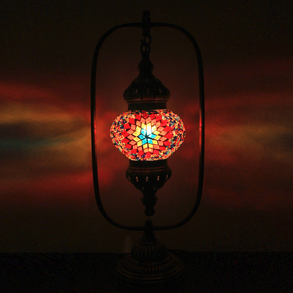 Woodymood Mosaic World Table Lamp-Flame