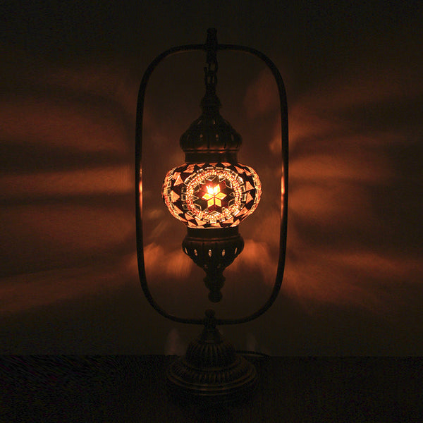 Woodymood Mosaic World Table Lamp-Flower Amber