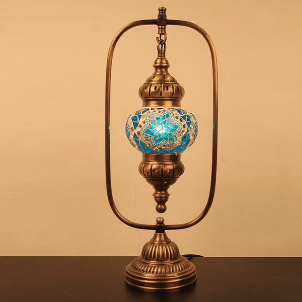 Woodymood Mosaic World Table Lamp-Star Turquoise